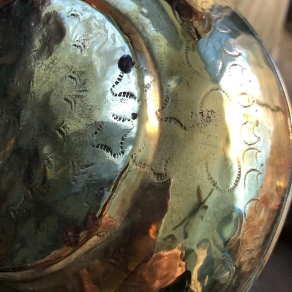 POT BELLY KETTLE ETCHED BRASS TODDY KETTLE MID CENTURY SHABBY CHIC - Picture 4 of 16